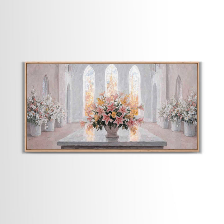 Radiant Blossoms, Framed Canvas Print, Christian Wall Art, Subtle Christian Art, Christian Art Canvas, White Christmas Art, Christian Decor