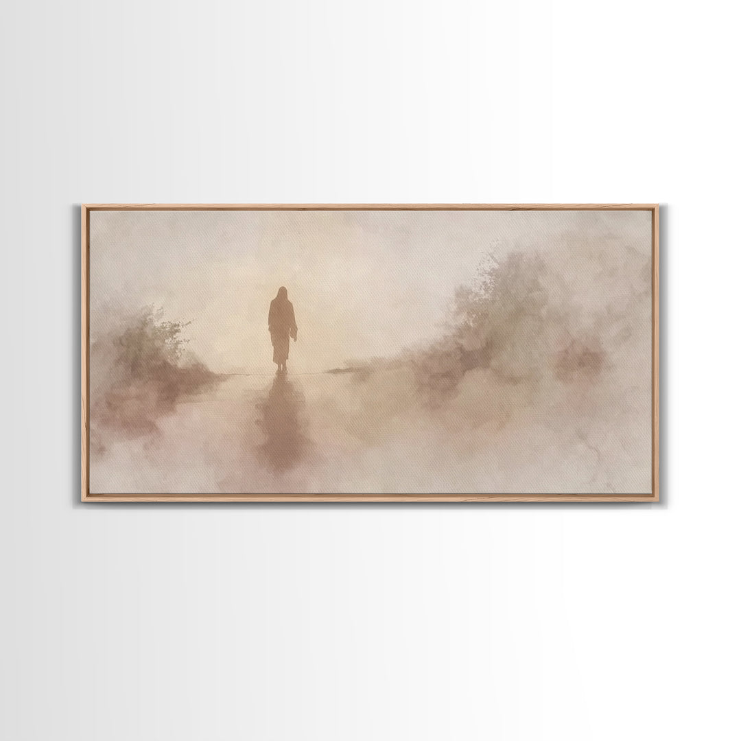 Solitary Savior Path – Framed Canvas Print – Jesus Painting – Jesus Canvas Art – Christian Wall Art – Modern Christian Art – Large Jesus Pa