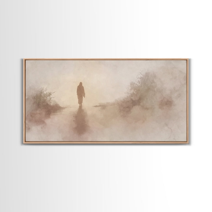 Solitary Savior Path – Framed Canvas Print – Jesus Painting – Jesus Canvas Art – Christian Wall Art – Modern Christian Art – Large Jesus Pa