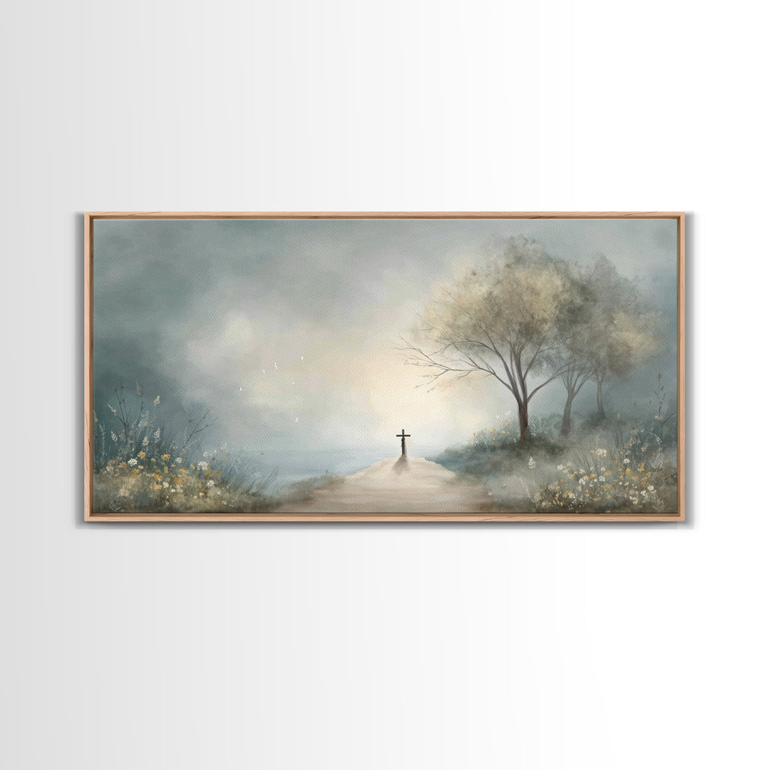Crossroad Of Hope – Framed Canvas Print – Christian Wall Art – Christian Art Canvas – Christian Art Work – Moody Christian Art – Christian