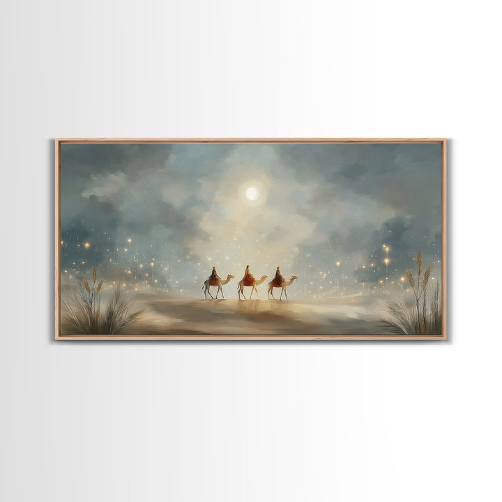 Guided By Starlight, Framed Canvas Print, Christmas Art Prints, Christian Christmas Art, Christian Wall Art, Christian Decor