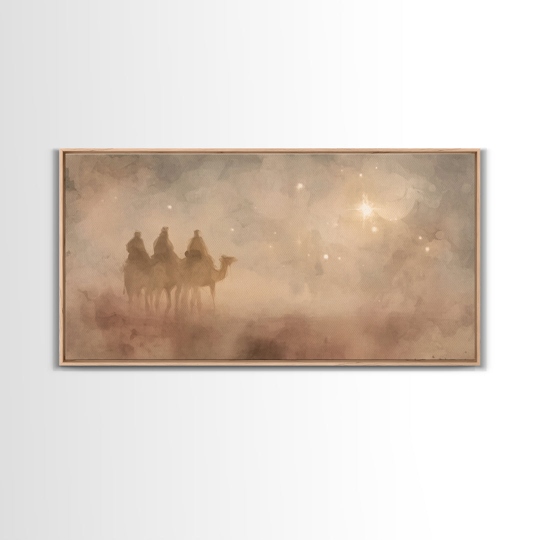 Wisemen In Dawn – Framed Canvas Print – Christian Christmas Art – Christmas Wall Art – Christian Art Canvas – Christian Decor
