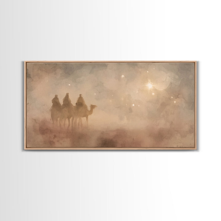 Wisemen In Dawn – Framed Canvas Print – Christian Christmas Art – Christmas Wall Art – Christian Art Canvas – Christian Decor