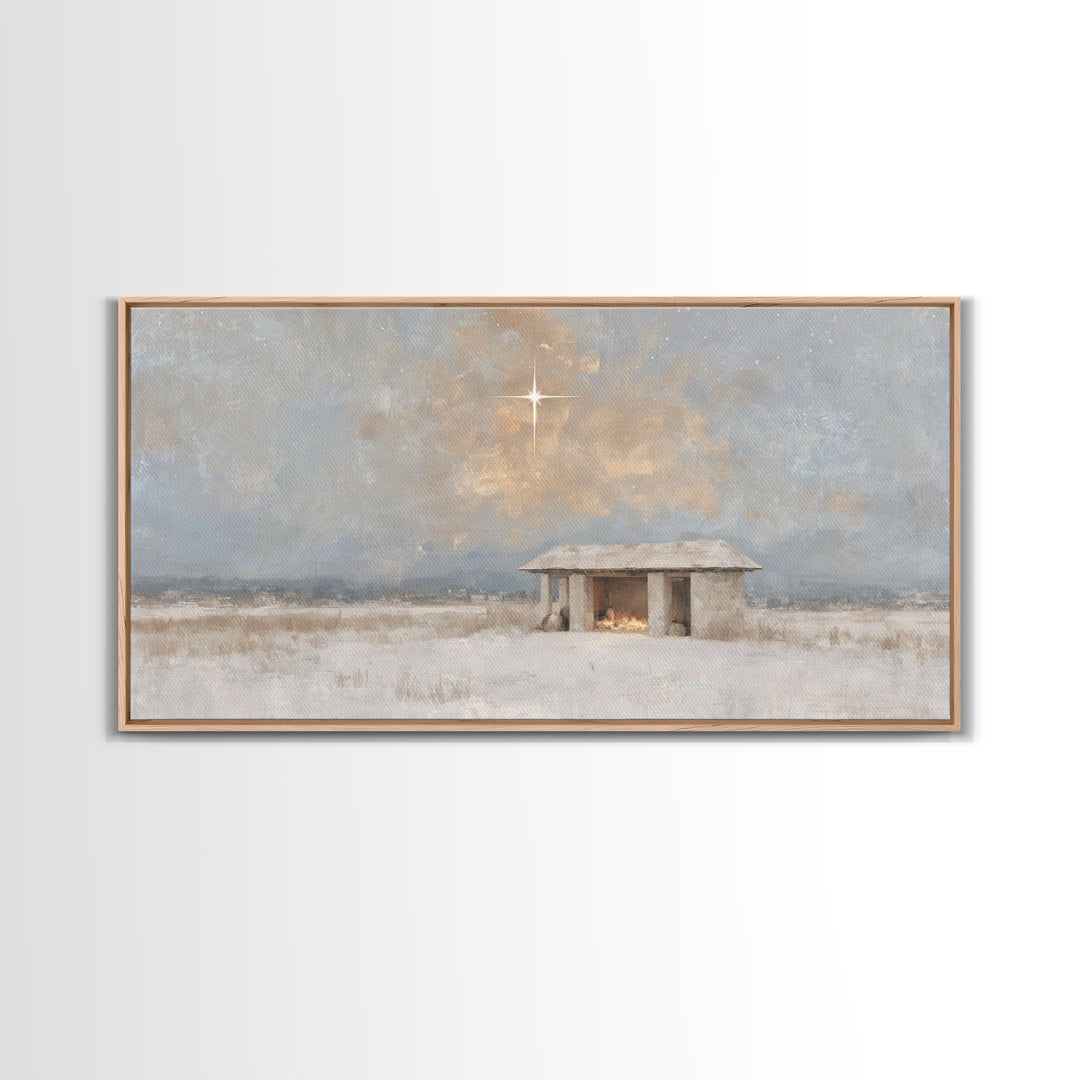 Heavenly Stillness – Framed Canvas Print – Christian Gifts – Christian Art – Jesus Art – Christian Canvas – Christian Decor – Christmas Art