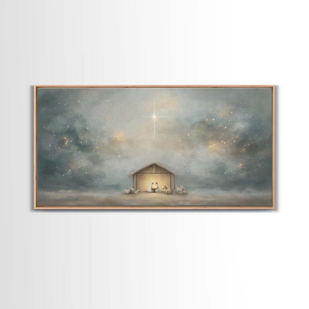 Desert Nativity – Framed Canvas Print – Jesus Art – Christian Gifts – Christian Decor – Christmas Art – Christian Canvas – Christian Art