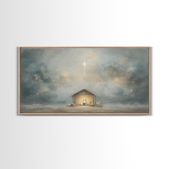 Desert Nativity – Framed Canvas Print – Jesus Art – Christian Gifts – Christian Decor – Christmas Art – Christian Canvas – Christian Art