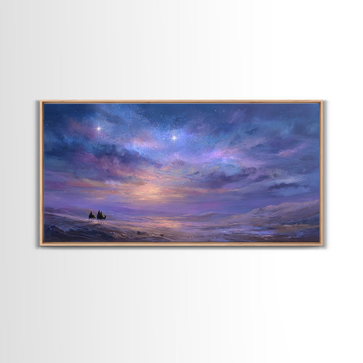 Heavens of Promise, Framed Canvas Print, Christian Art Prints, Christmas Wall Art, Christian Christmas Art, Christian Painting, Modern Chri