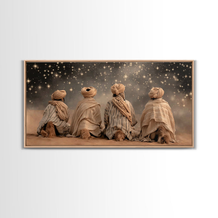 Night of Seeking Grace – Framed Canvas Print – Christian Art Canvas – Moody Christmas Art – Christian Wall Art – Christian Paintings – Chri