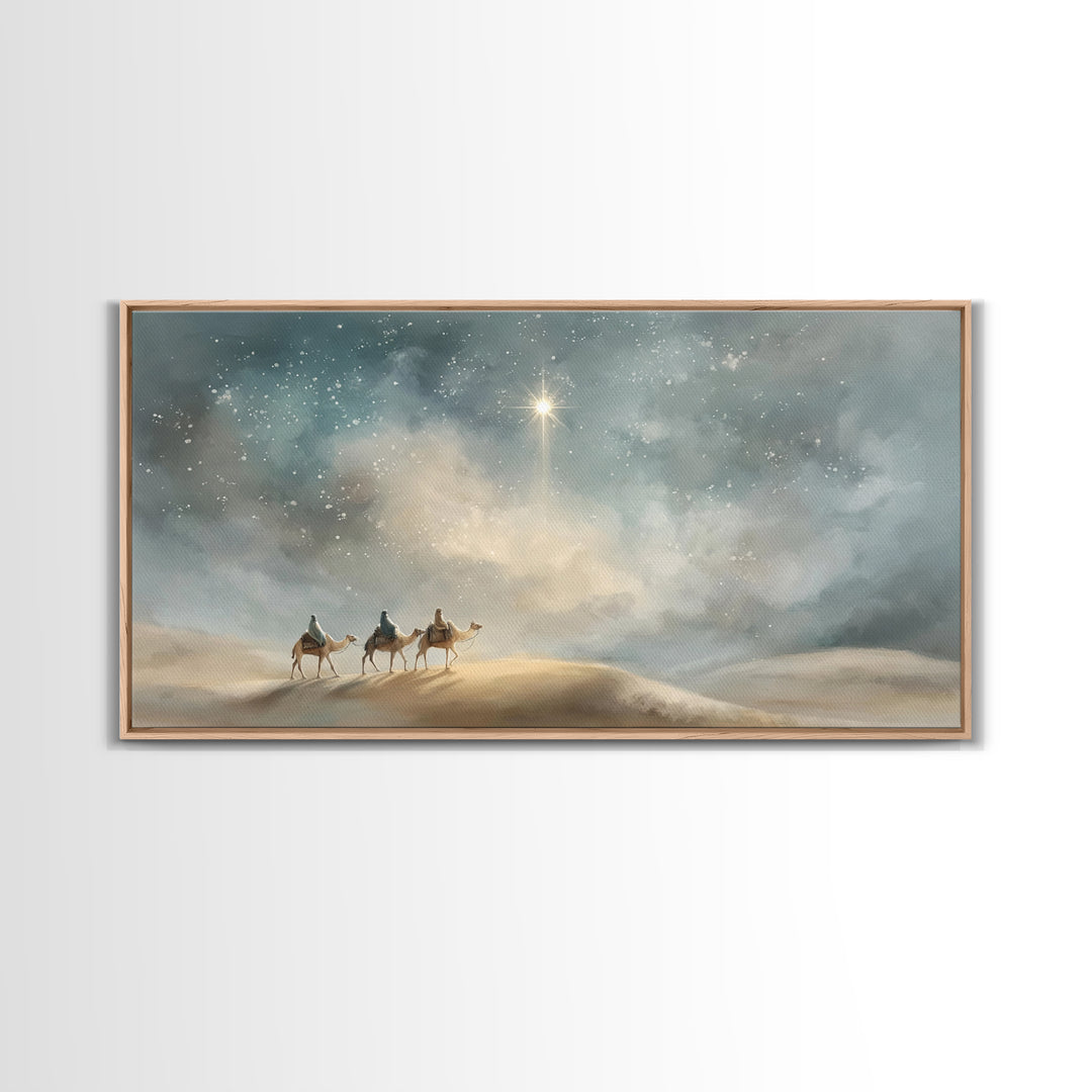 Desert Choir of Light – Framed Canvas Print – Christian Art – Christmas Wall Art – Christian Art Canvas – Christian Painting – Modern Chris
