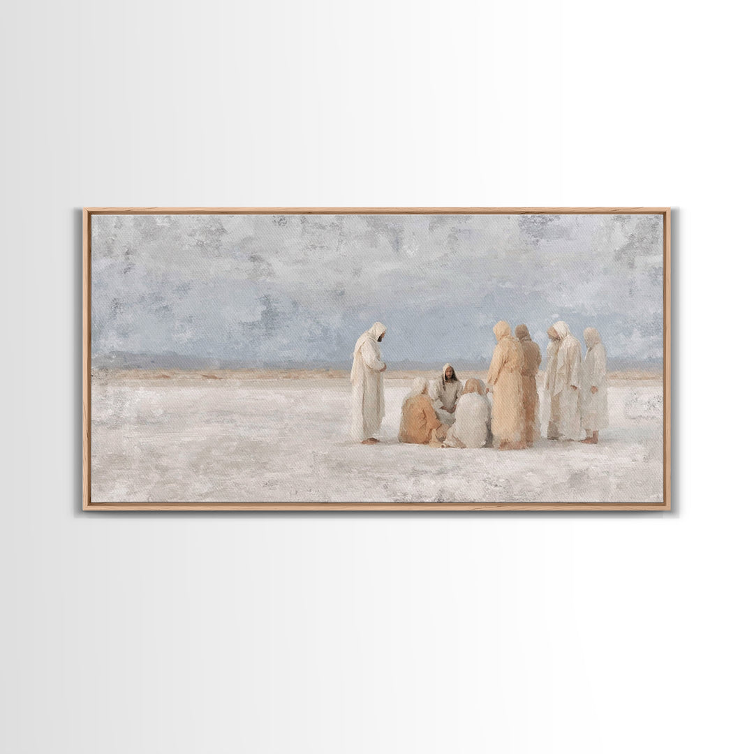 Teaching In Stillness, Framed Canvas Print, Christian Art Canvas, Christian Wall Art, Subtle Christian Paintings, Modern Christian Painting