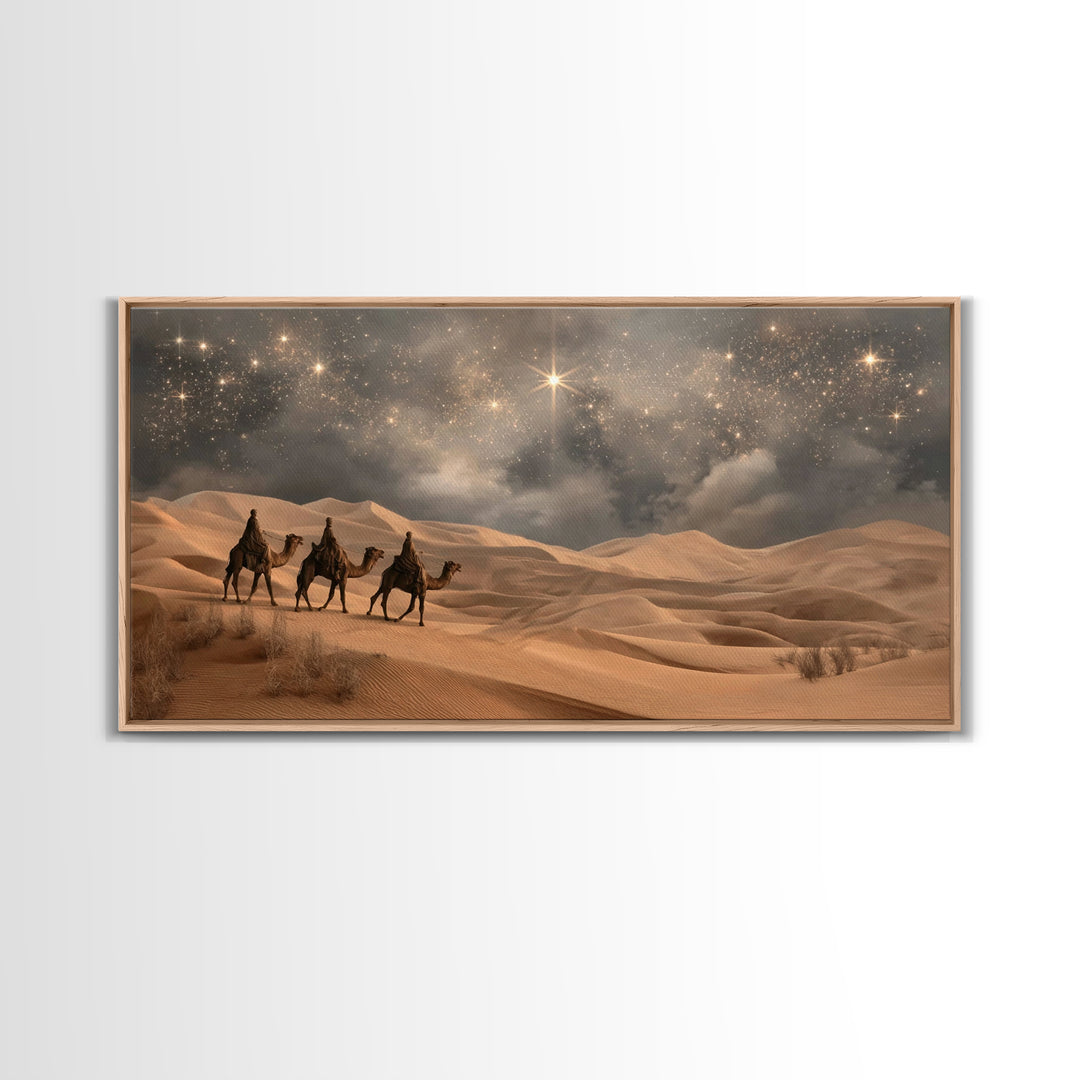 Desert Star Journey, Framed Canvas Print, Christmas Art, Christian Christmas Art, Christian Wall Art, Christian Art Canvas, Jesus Painting
