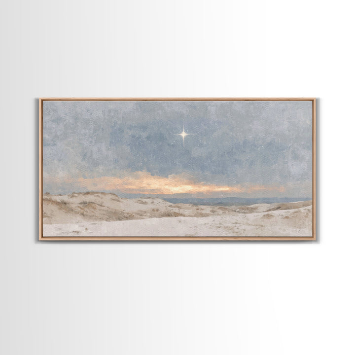 Holy Dawn Light | Framed Canvas Print | Christian Art Canvas | Christian Wall Art | Christmas Art | Jesus Painting | Christian Christmas Ar