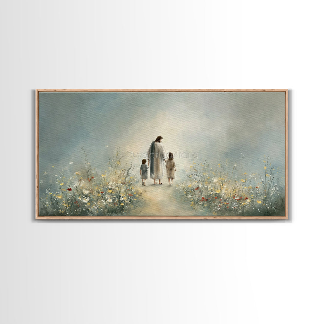 Walk in His Peace – Framed Canvas Print – Christian Art – Christian Wall Art – Jesus Painting – Christian Art Canvas – Christian Gift