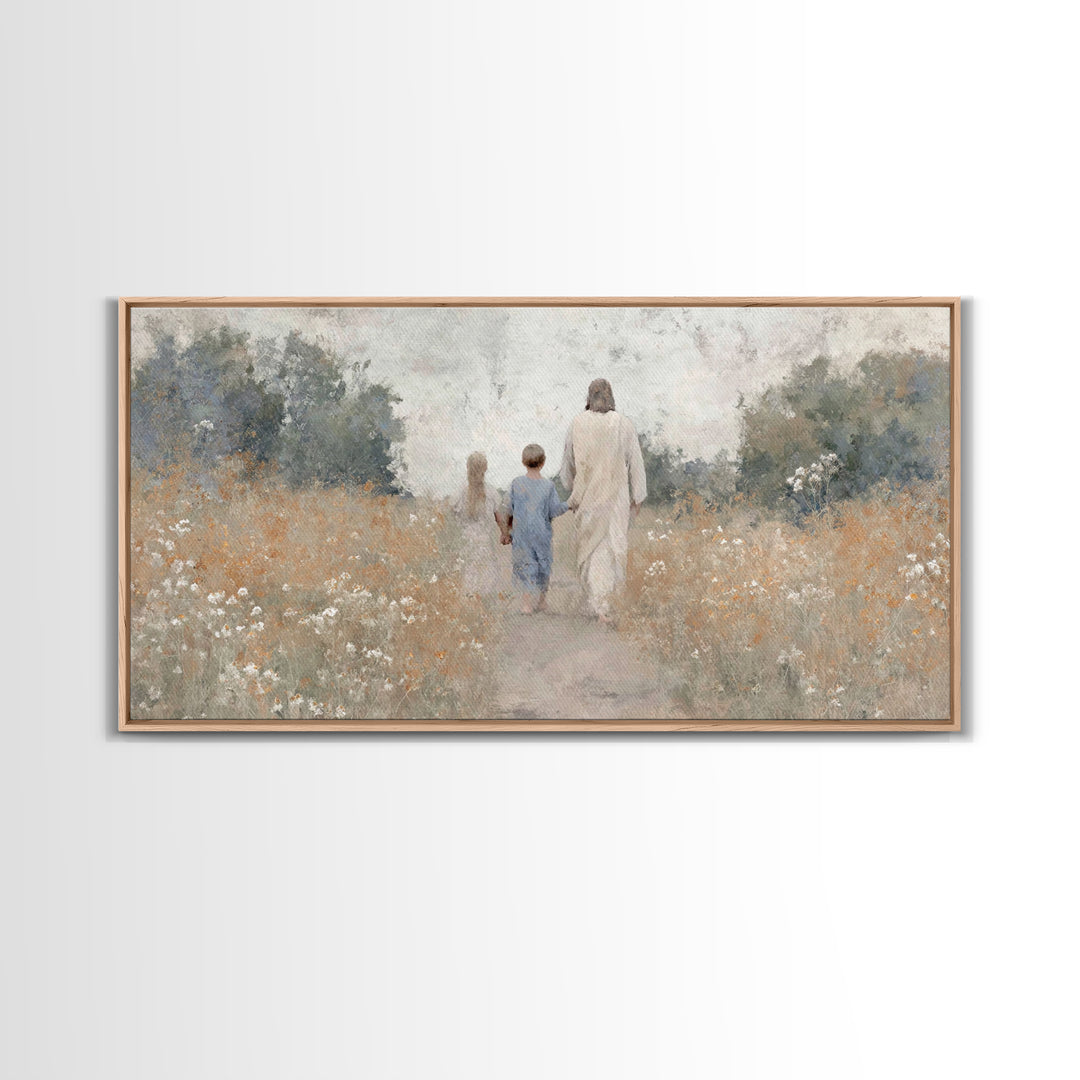 Path of Light, Framed Canvas Print, Christian Wall Art, Christian Art Canvas, Jesus Painting, Christian Art, Christian Christmas Art