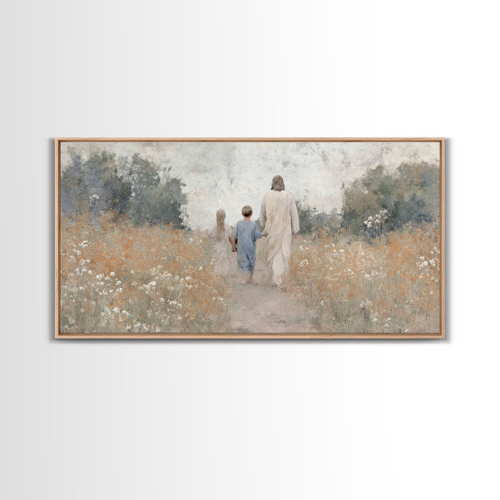 Path of Light, Framed Canvas Print, Christian Wall Art, Christian Art Canvas, Jesus Painting, Christian Art, Christian Christmas Art