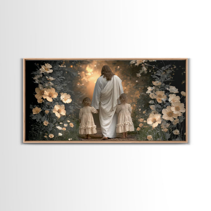 Garden Light Blessing, Framed Canvas Print, Jesus Painting, Christian Wall Art, Christian Art, Christian Art Canvas, Christian Gift