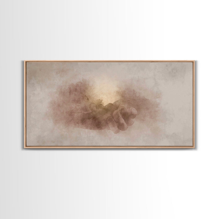 Grace in His Hands – Framed Canvas Print – Christian Art – Christian Art Canvas – Jesus Art Print – Christian Wall Art – Christian Gift