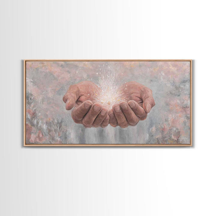 Blessing of Light – Framed Canvas Print – Christian Art Canvas – Christian Art Print – Christian Wall Art – Jesus Painting – Christian Deco