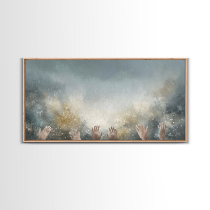 Glory Unveiled – Framed Canvas Print – Christian Wall Art – Subtle Christian Art – Christian Art Canvas – White Christmas Art