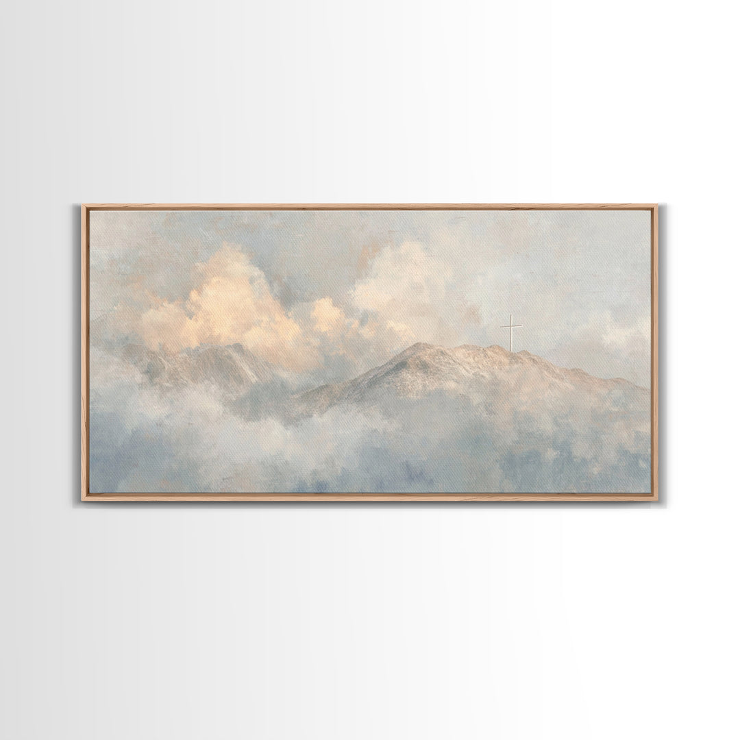 Heaven’s Crest – Framed Canvas Print – Christian Wall Art – Christian Art Canvas – Minimalist Christian Art – Christmas Art Prints