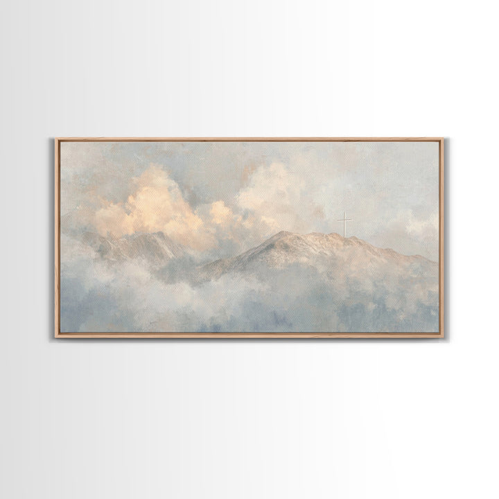 Heaven’s Crest – Framed Canvas Print – Christian Wall Art – Christian Art Canvas – Minimalist Christian Art – Christmas Art Prints