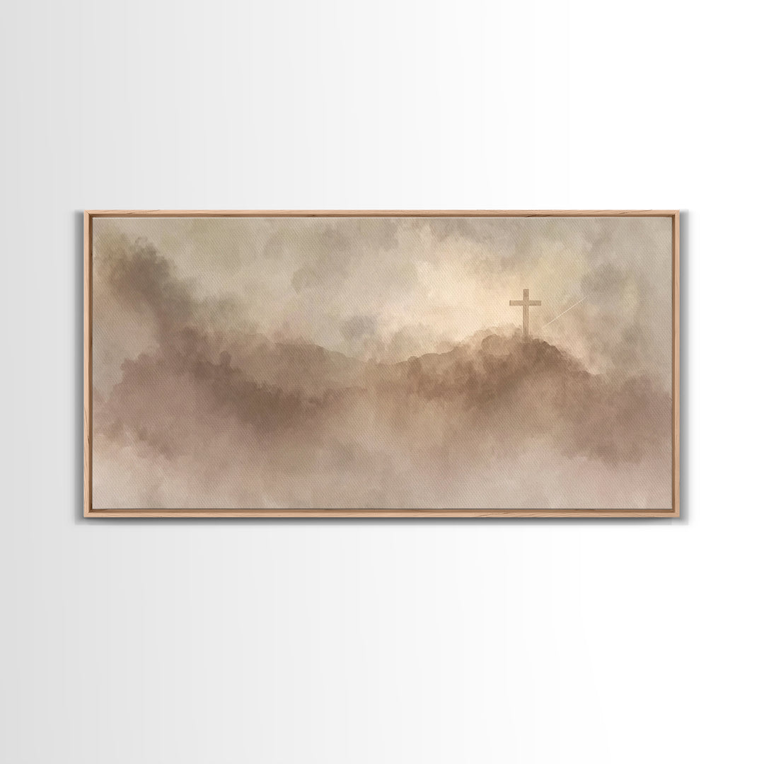 Silent Hilltop – Framed Canvas Print – Christian Art Canvas – Christian Wall Art – Subtle Christian Paintings – Christian Christmas Art