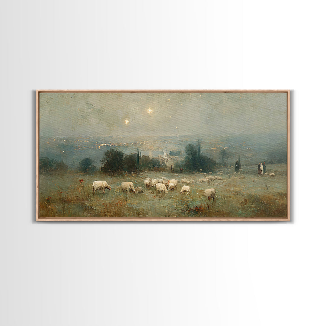 Shepherds Of Light – Framed Canvas Print – Christian Wall Art – Christian Art Canvas – Christmas Art Prints – Christian Christmas Decor