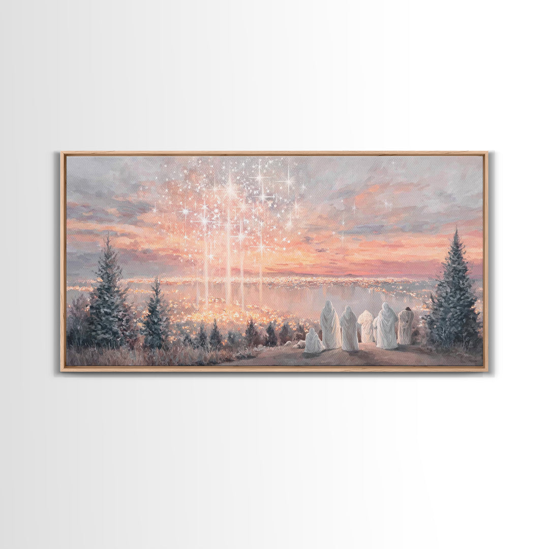 Angelic Horizon – Framed Canvas Print – Christian Art Canvas – Modern Christian Art – Christmas Wall Art – Christian Christmas Art