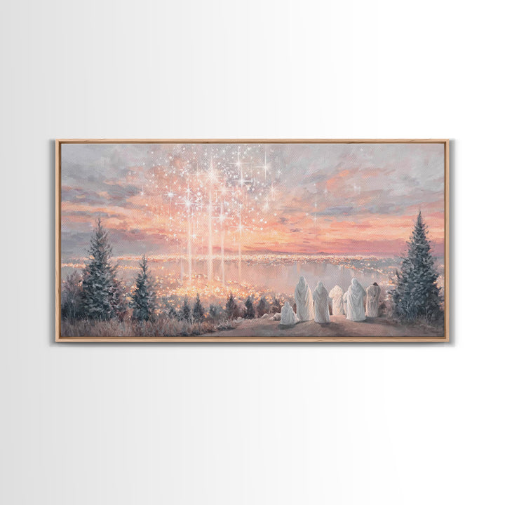 Angelic Horizon – Framed Canvas Print – Christian Art Canvas – Modern Christian Art – Christmas Wall Art – Christian Christmas Art