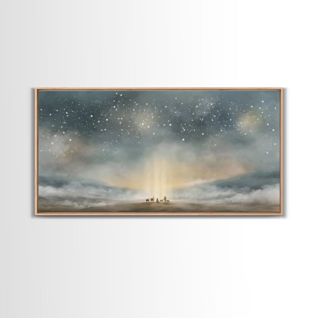 Bethlehem Dawn Star, Framed Canvas Print, Christian Wall Art, Christian Art Canvas, Christmas Art, Christian Christmas Decor