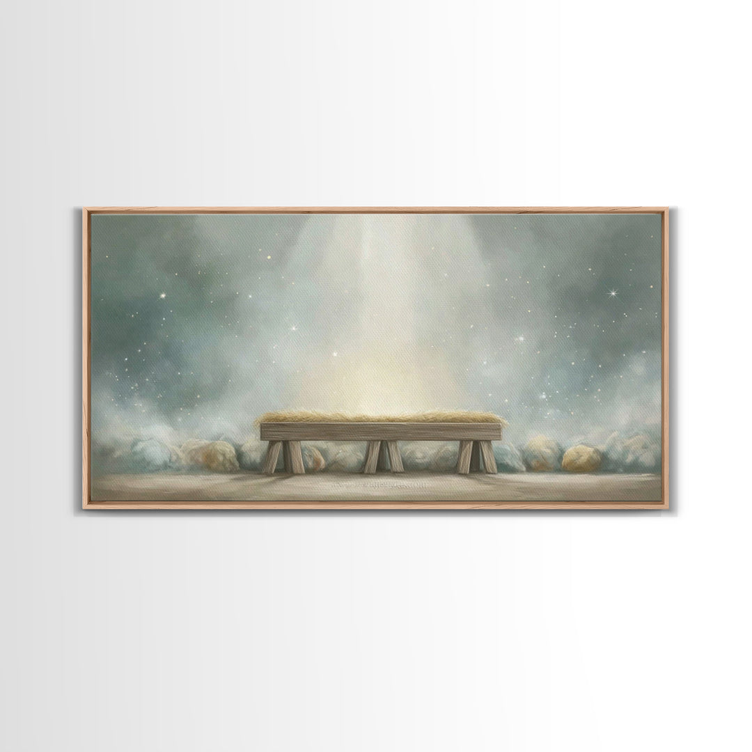 Humble Birth Stillness | Framed Canvas Print | Christian Art Canvas | Christian Wall Art | Christmas Art | Christian Decor