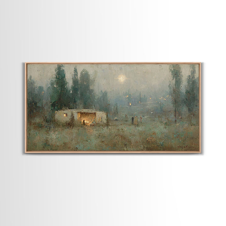 Bethlehem Evening Star, Framed Canvas Print, Christmas Art, Christian Wall Art, Christian Art Canvas, Christian Christmas Art