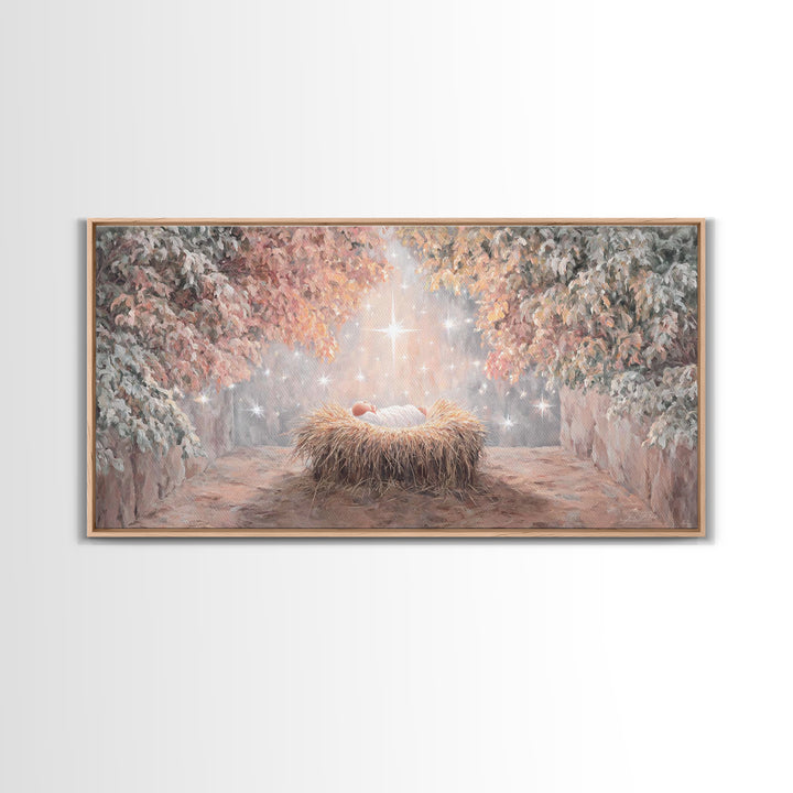 Heaven’s Tender Gift – Framed Canvas Print – Christian Wall Art – Christian Christmas Art – Christmas Art – Christian Art Canvas