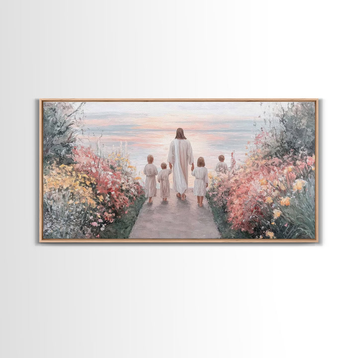 Path Of Peace, Framed Canvas Print, Jesus Painting, Christian Wall Art, Christian Art Canvas, Christian Art