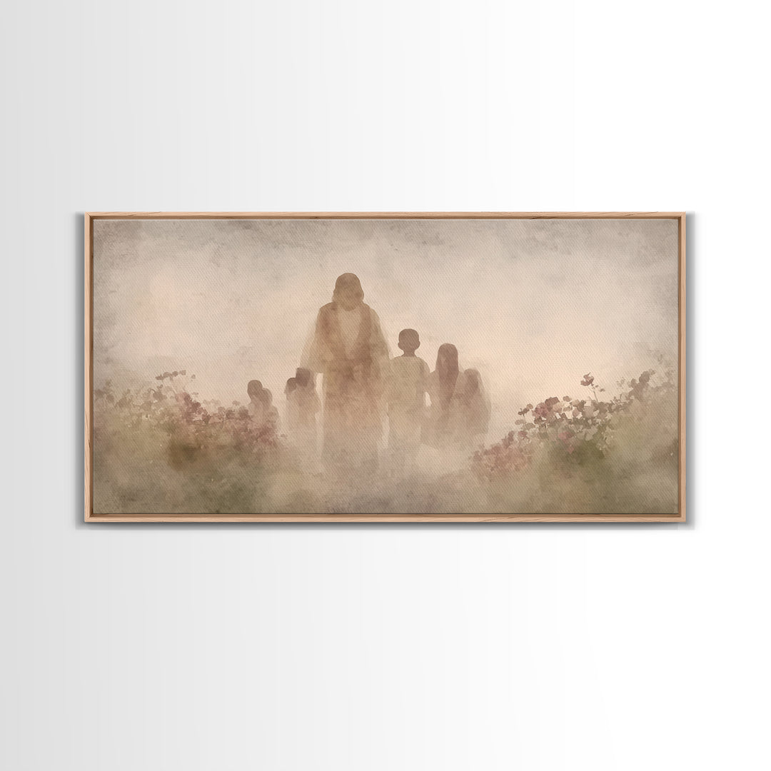 Field Of Mercy – Framed Canvas Print – Christian Wall Art – Jesus Painting – Christian Art Canvas – Pastoral Scenery – Christian Christmas