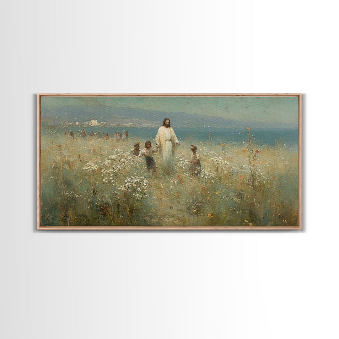 Garden Of Light – Framed Canvas Print – Christian Art Canvas – Jesus Painting – Christian Wall Art – Christian Christmas Art – Vintage Chri