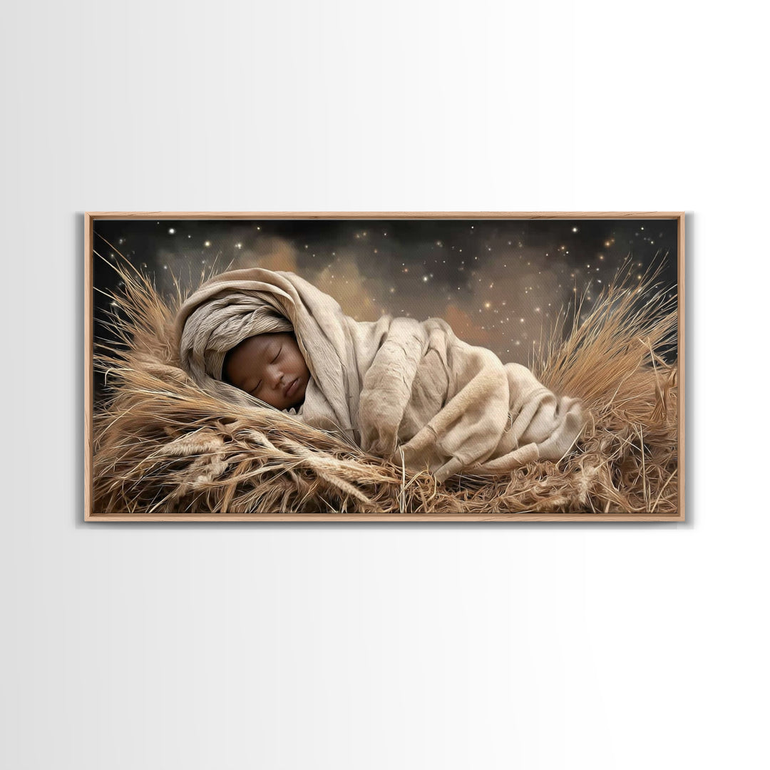 Peaceful Nativity – Framed Canvas Print – Christmas Wall Art – Christian Christmas Art – Christian Art Canvas – Christmas Art Framed – Chri