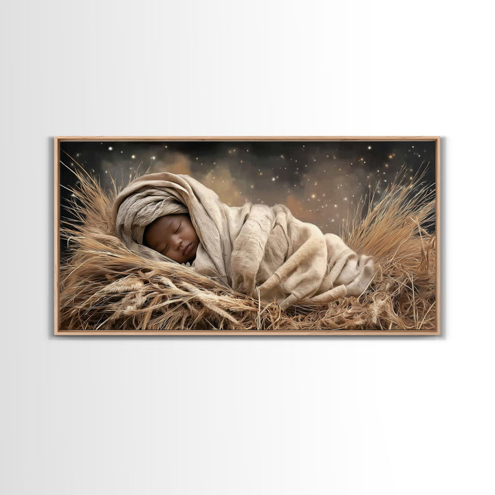 Peaceful Nativity – Framed Canvas Print – Christmas Wall Art – Christian Christmas Art – Christian Art Canvas – Christmas Art Framed – Chri