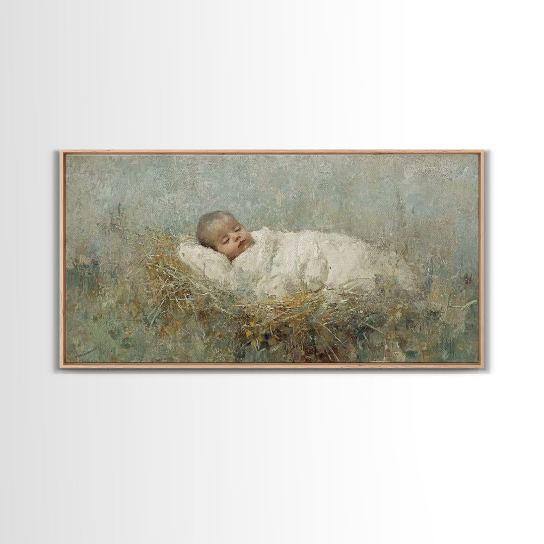 Sacred Manger – Framed Canvas Print – Jesus Christmas Art – Christian Art Canvas – Christmas Wall Art – Christian Christmas Decorations – V