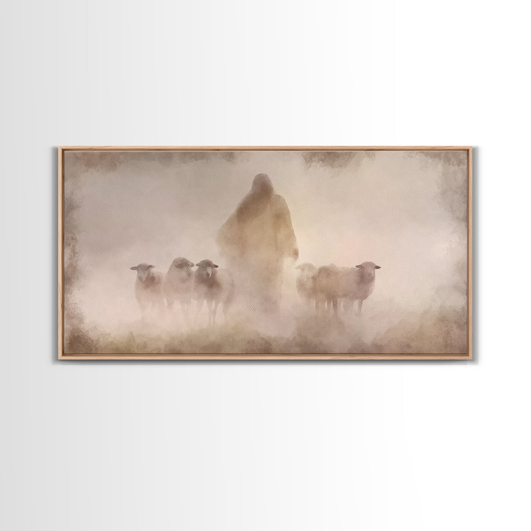 Shepherd’s Call – Framed Canvas Print – Christian Wall Art – Jesus Painting – Christian Art Canvas – Moody Christian Art – Christian Decor