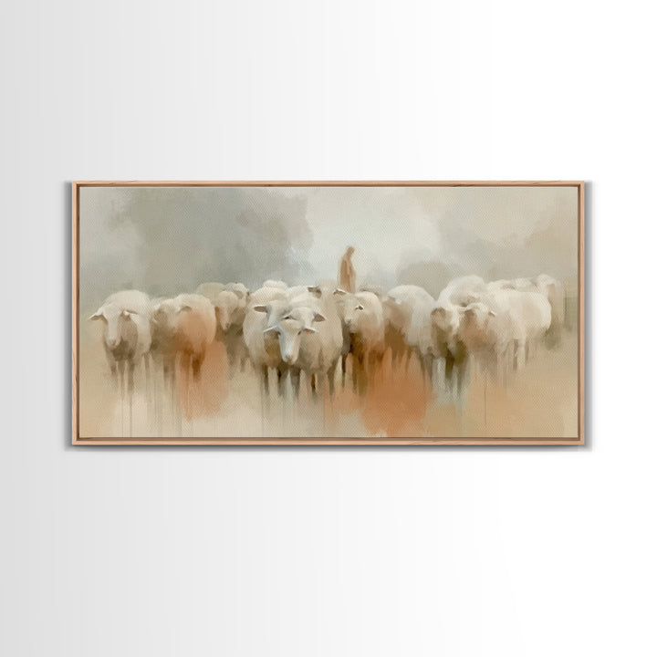 Gentle Pasture Grace, Framed Canvas Print, Christian Art Canvas, Jesus Painting, Christian Wall Art, Subtle Christian Art, Christmas Art Pr