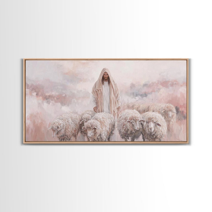 Shepherd’s Quiet Field – Framed Canvas Print – Christian Art Canvas – Christian Wall Art – Jesus Painting – Christian Christmas Art – Chris