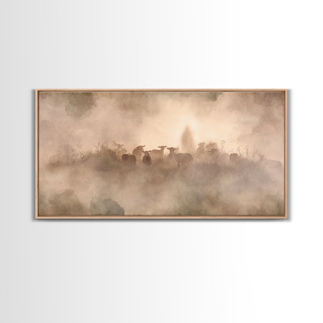 Misty Shepherd Path – Framed Canvas Print – Christian Wall Art – Christian Art Canvas – Jesus Painting – Moody Christian Art – Christian De
