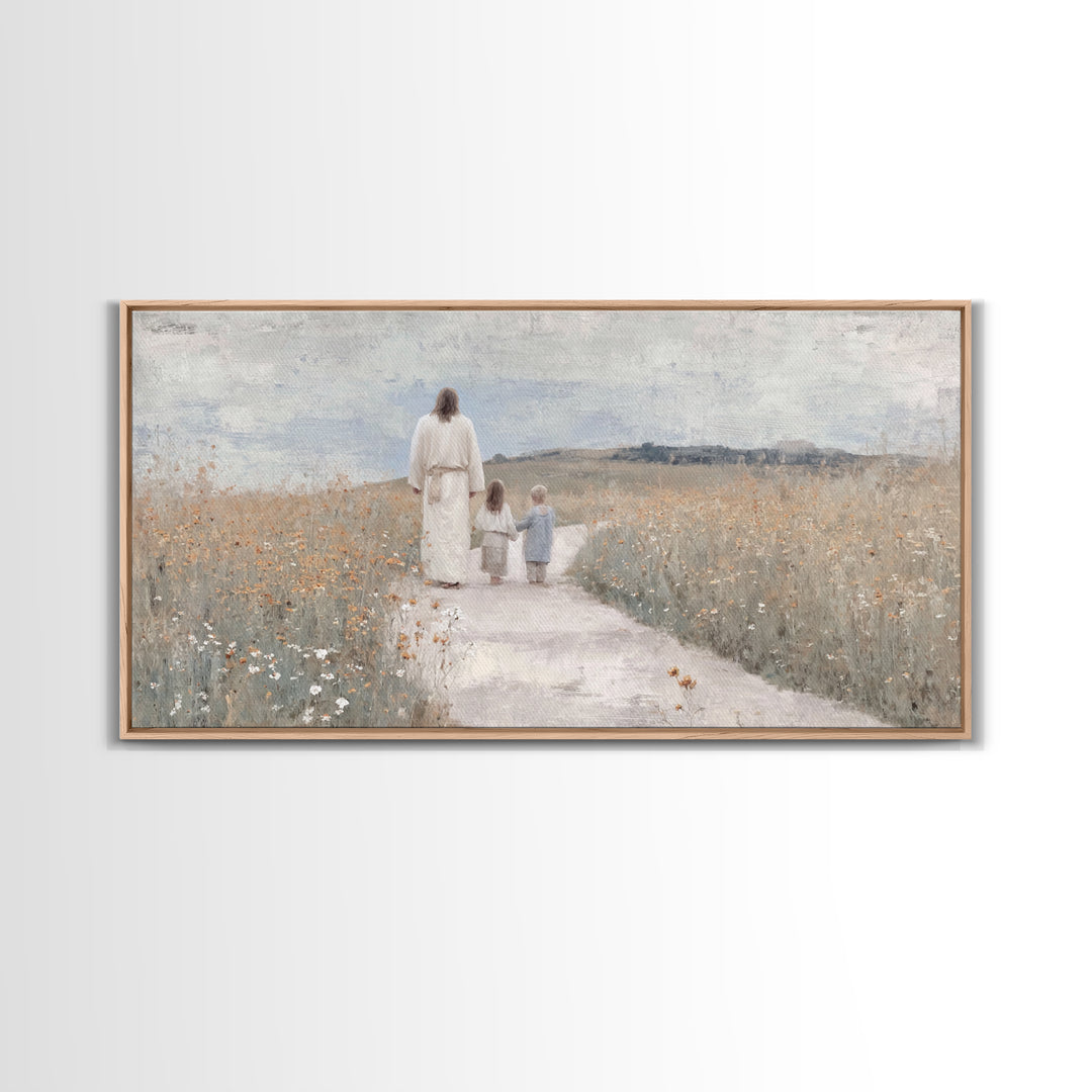 Wildflower Journey Light – Framed Canvas Print – Christian Art Canvas – Jesus Painting – Christian Wall Art – Christian Gift – Subtle Chris