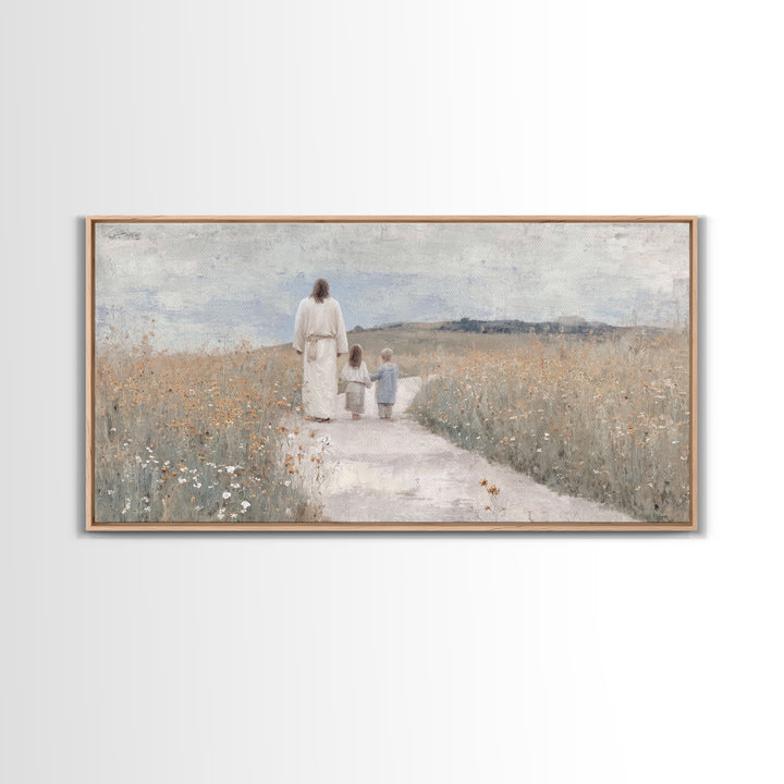 Wildflower Journey Light – Framed Canvas Print – Christian Art Canvas – Jesus Painting – Christian Wall Art – Christian Gift – Subtle Chris