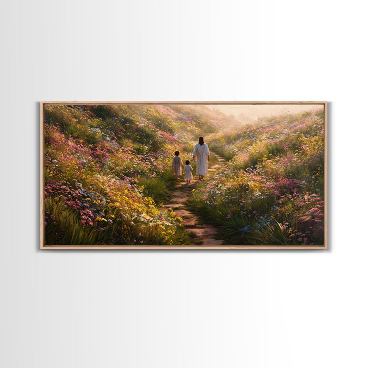 Blooming Path Grace – Framed Canvas Print – Christian Art Canvas – Christian Wall Art – Jesus Painting – Large Christian Art – Modern Chris
