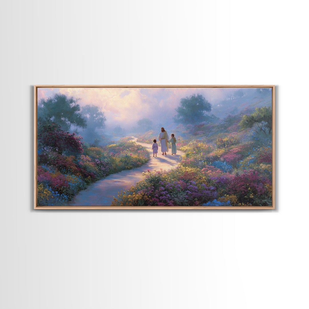 Garden Of Light | Framed Canvas Print | Christian Art Canvas | Christian Wall Art | Jesus Painting | Christian Decor | Christmas Art