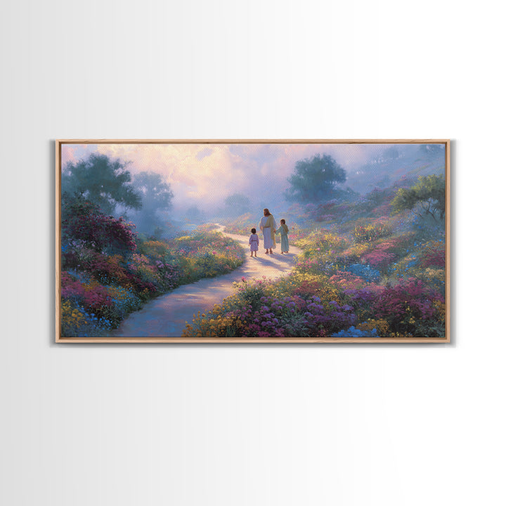 Garden Of Light | Framed Canvas Print | Christian Art Canvas | Christian Wall Art | Jesus Painting | Christian Decor | Christmas Art