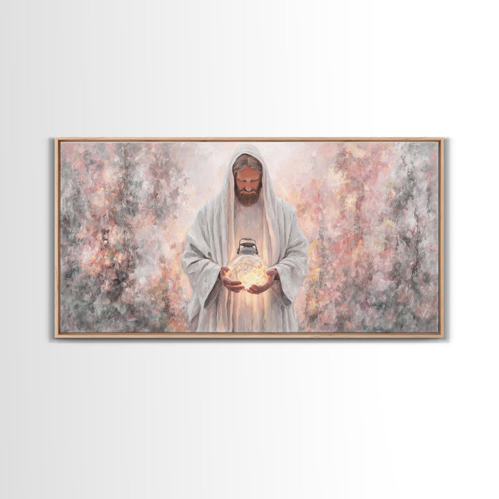 Light Of Eternity, Framed Canvas Print, Christian Wall Art, Jesus Painting, Christian Art Canvas, Christian Decor, Modern Christian Art