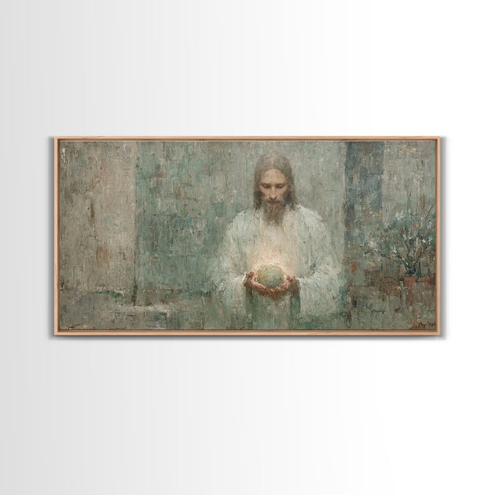 Heavenly Glow, Framed Canvas Print, Christian Art Canvas, Christian Wall Art, Jesus Painting, Christian Decor, Modern Christian Art